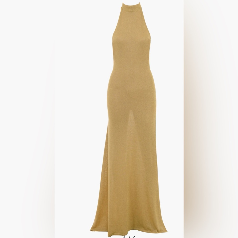 House of CB Selia Gold Knit Maxi Dress, Size XS - Picture 5 of 11